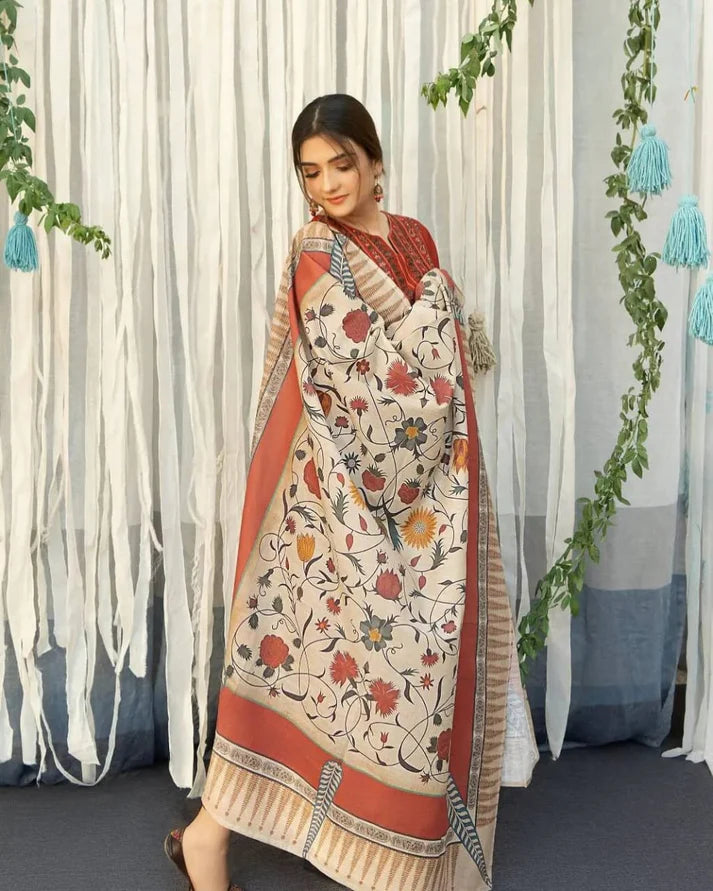AYAT EMBROIDERED 3-PIECE WITH SHAWL Stitched Dress.