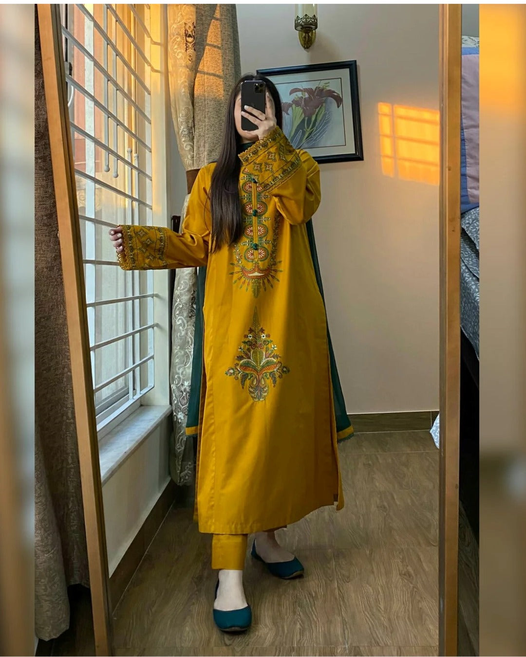 ZANI MUSTARD 2 PC STITCHED