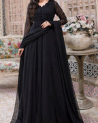 JET BLACK FROCK 2 PC STITCHED
