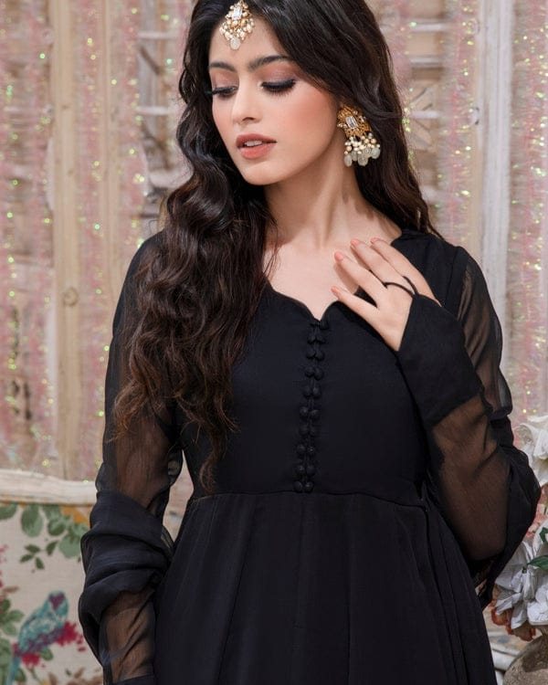 JET BLACK FROCK 2 PC STITCHED