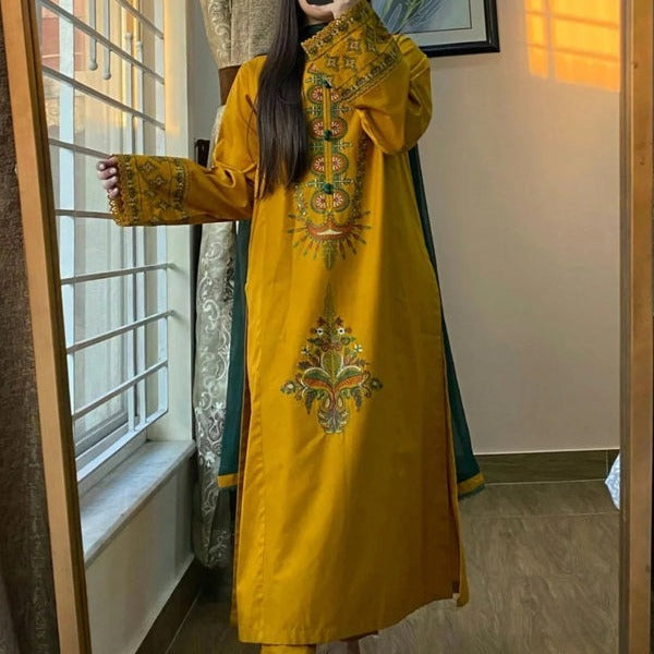 ZANI MUSTARD 2 PC STITCHED
