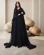 JET BLACK FROCK 2 PC STITCHED