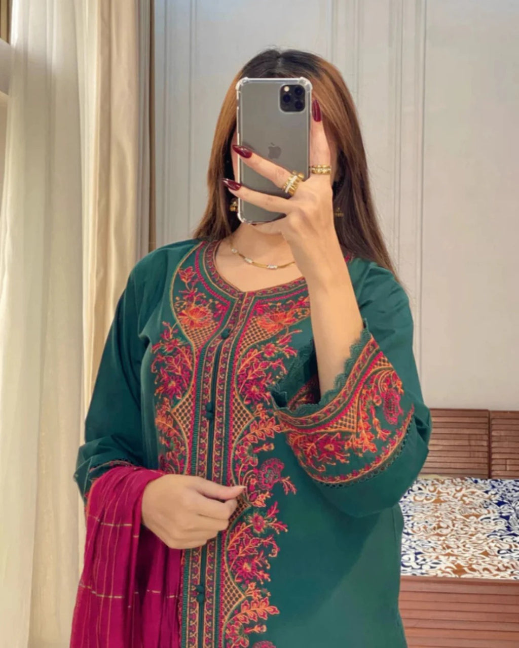 ROYAL GREEN 3 PC STITCHED