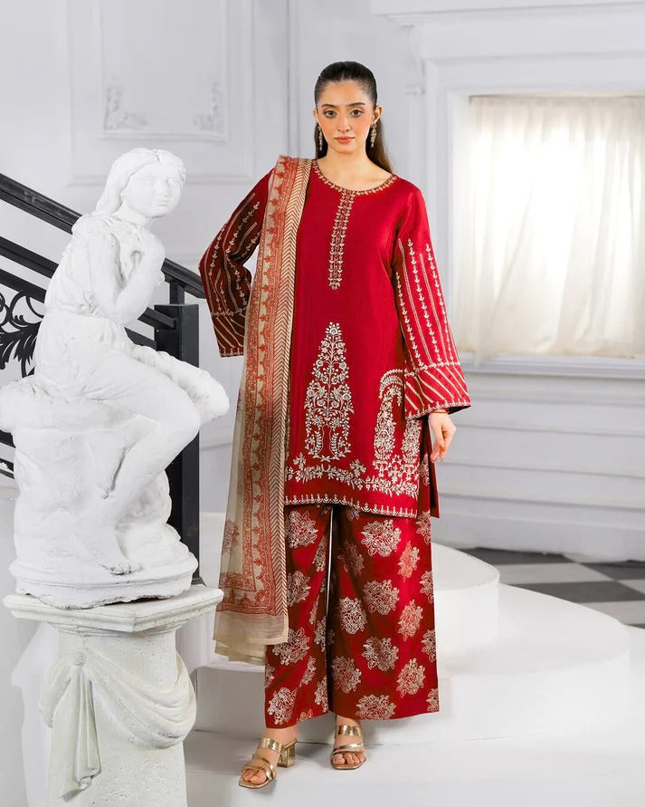 HEERAS - Vintage Ruby 3 PC STITCHED