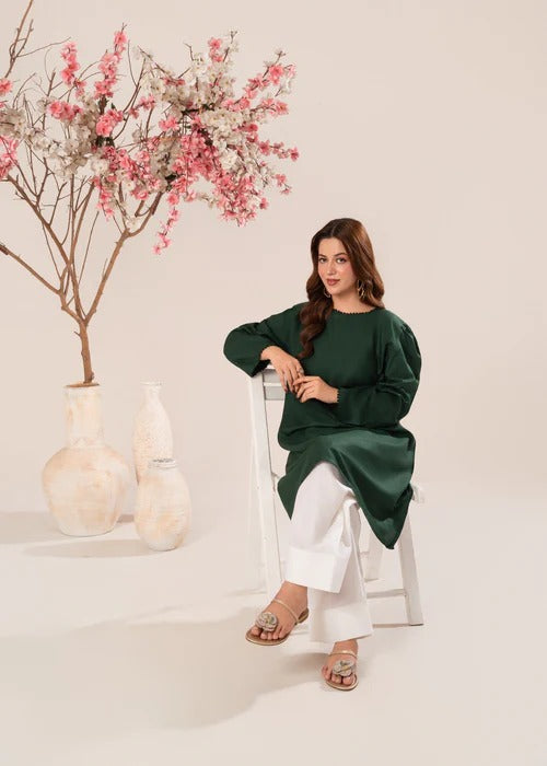 PEPLUM GREEN 2PCS Stitched