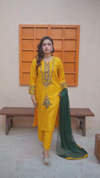 ZANI MUSTARD 3 PC STITCHED